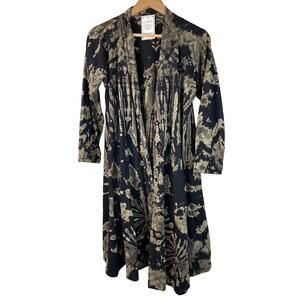 NWT Black Beige One Size Tie Dyed Open Coat Hand Made in Thailand $62 *